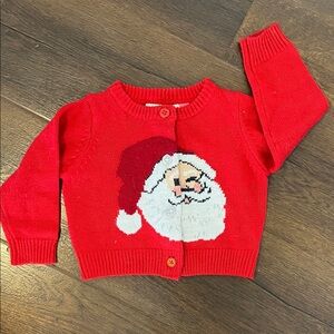 Pink Chicken Vibrant Red Knit Santa Baby Cardigan